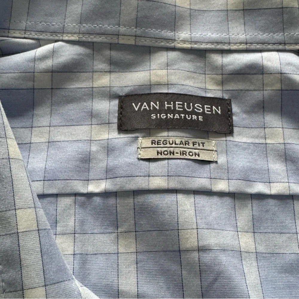 Van Heusen Signature Regular Fit Dress Shirt - 19 34/35 Blue check pattern - Picture 3 of 9